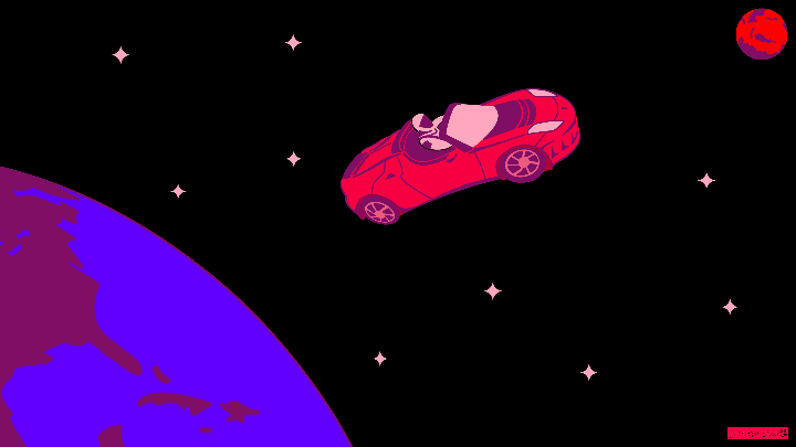 A Tesla roadster carrying Starman into space